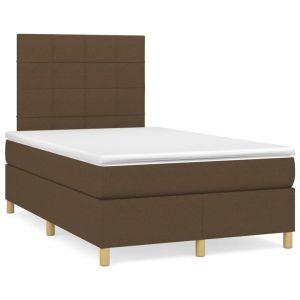 Boxspring met matras stof donkerbruin 120x200 cm