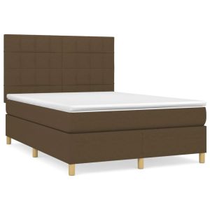 Boxspring met matras stof donkerbruin 140x190 cm