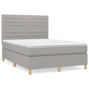 Boxspring met matras stof lichtgrijs 140x200 cm
