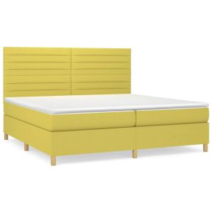 Boxspring met matras stof groen 200x200 cm