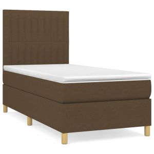 Boxspring met matras stof donkerbruin 90x190 cm