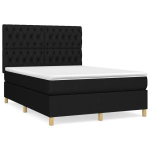 Boxspring met matras stof zwart 140x190 cm