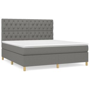 Boxspring met matras stof donkergrijs 160x200 cm