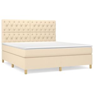 Boxspring met matras stof crèmekleurig 160x200 cm