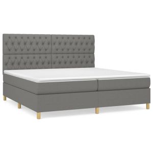 Boxspring met matras stof donkergrijs 200x200 cm