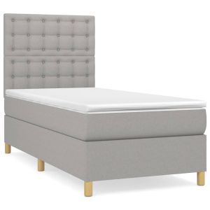 Boxspring met matras stof lichtgrijs 80x200 cm