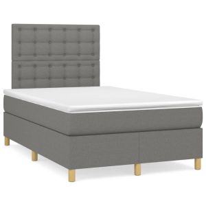Boxspring met matras stof donkergrijs 120x200 cm