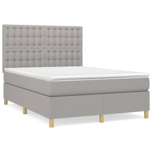 Boxspring met matras stof lichtgrijs 140x190 cm