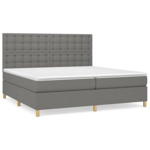 Boxspring met matras stof donkergrijs 200x200 cm