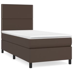 Boxspring met matras kunstleer bruin 90x200 cm