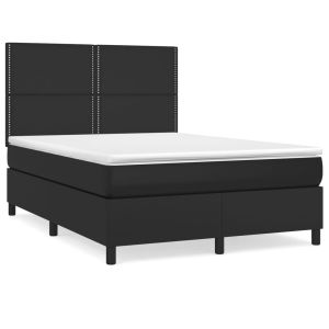 Boxspring met matras kunstleer zwart 140x200 cm