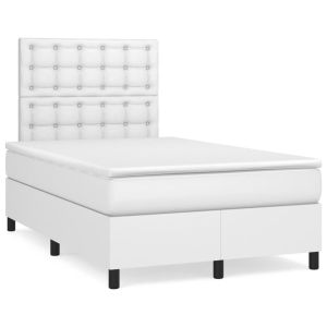 Boxspring met matras kunstleer wit 120x200 cm