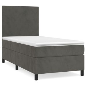 Boxspring met matras fluweel donkergrijs 100x200 cm