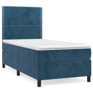 Boxspring met matras fluweel donkerblauw 80x200 cm