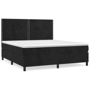 Boxspring met matras fluweel zwart 160x200 cm