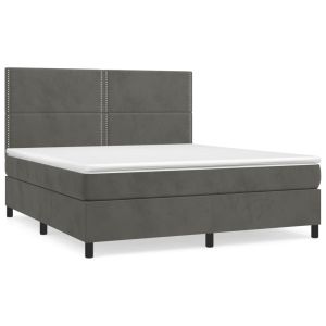 Boxspring met matras fluweel donkergrijs 180x200 cm