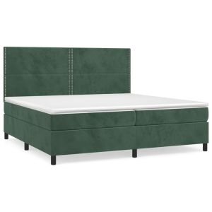 Boxspring met matras fluweel donkergroen 200x200 cm