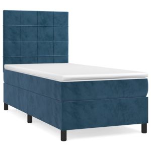 Boxspring met matras fluweel donkerblauw 100x200 cm