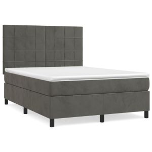 Boxspring met matras fluweel donkergrijs 140x200 cm