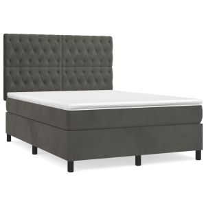 Boxspring met matras fluweel donkergrijs 140x200 cm