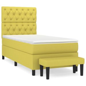 Boxspring met matras stof lichtgroen 80x200 cm