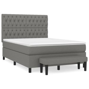 Boxspring met matras stof donkergrijs 140x200 cm