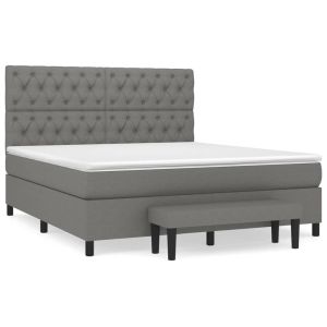 Boxspring met matras stof donkergrijs 160x200 cm