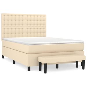 Boxspring met matras stof crèmekleurig 140x200 cm