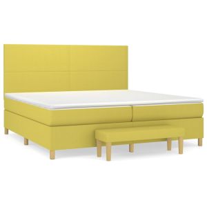 Boxspring met matras stof lichtgroen 200x200 cm