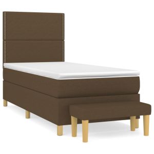 Boxspring met matras stof donkerbruin 90x190 cm