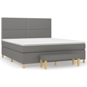 Boxspring met matras stof donkergrijs 180x200 cm
