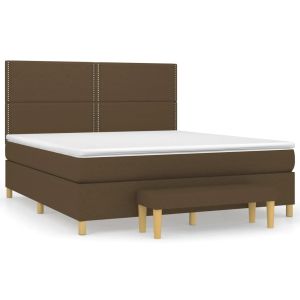 Boxspring met matras stof donkerbruin 180x200 cm