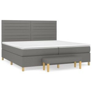 Boxspring met matras stof donkergrijs 200x200 cm