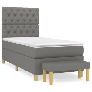 Boxspring met matras stof donkergrijs 80x200 cm