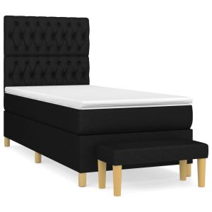 Boxspring met matras stof zwart 90x200 cm