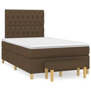 Boxspring met matras stof donkerbruin 120x200 cm