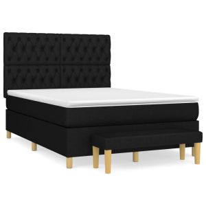 Boxspring met matras stof zwart 140x200 cm