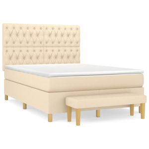 Boxspring met matras stof crèmekleurig 140x200 cm