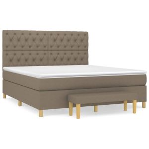 Boxspring met matras stof taupe 160x200 cm