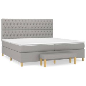 Boxspring met matras stof lichtgrijs 200x200 cm