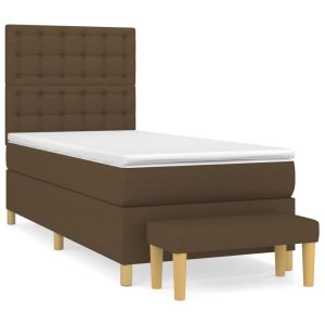 Boxspring met matras stof donkerbruin 100x200 cm
