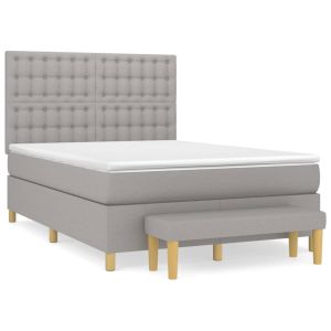Boxspring met matras stof lichtgrijs 140x200 cm