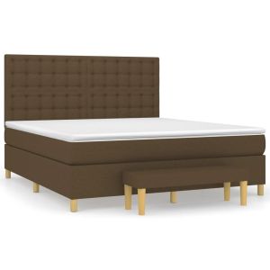 Boxspring met matras stof donkerbruin 180x200 cm