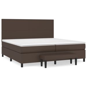 Boxspring met matras kunstleer bruin 200x200 cm
