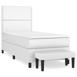 Boxspring met matras kunstleer wit 80x200 cm