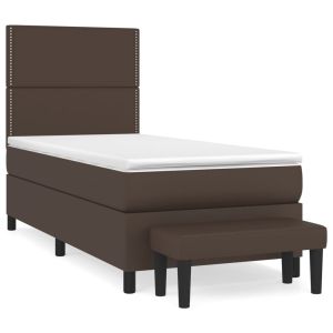 Boxspring met matras kunstleer bruin 80x200 cm