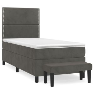 Boxspring met matras fluweel donkergrijs 80x200 cm