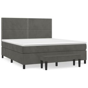 Boxspring met matras fluweel donkergrijs 160x200 cm