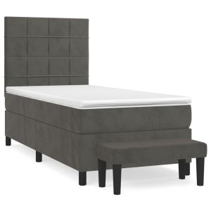 Boxspring met matras fluweel donkergrijs 100x200 cm