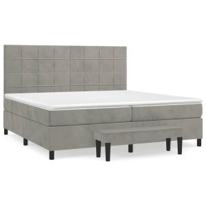 Boxspring met matras fluweel lichtgrijs 200x200 cm